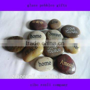 Walkway Decor Multi Color Stone Chinese Lettering Natural Glass Pebbles Gifts