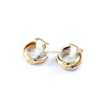 Brass Micron Finish Tri Tone Gold Plated Hoop Earrings