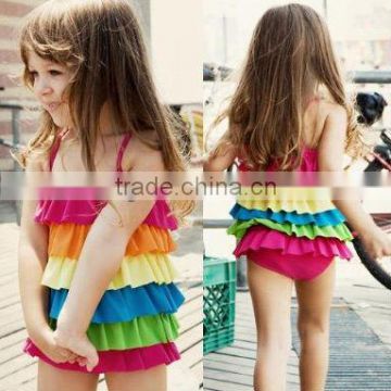 wholesale girls 2-6x one piece colourful ruffle swimwear bikini swimsuit bathing suit