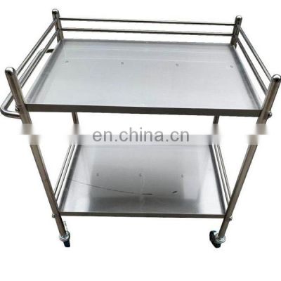 Hospital furniture clinic stainless steel instrument trolley with wheels for hospital