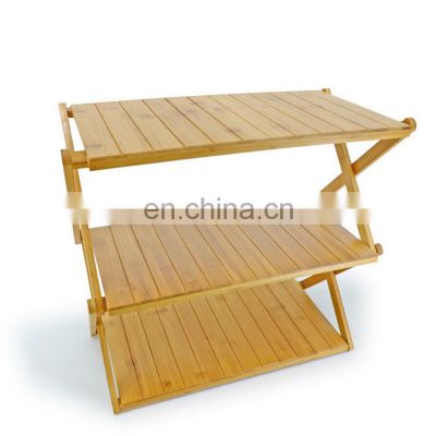 Custom Foldable 3 4 Tiers Bamboo Tiers Shoe Rack Shoe Shelf Storage Organizer Indoor Living Room