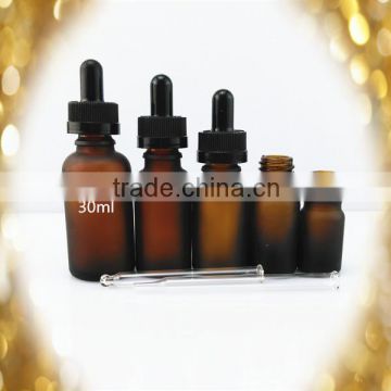 Trade Assurance! wholesale e liquid 30ml amber frosted glass dropper bottles