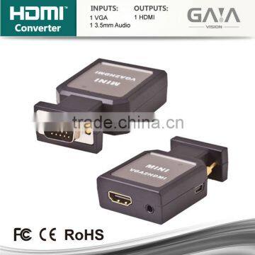 Mini VGA and 3.5mm Audio to HDMI Converter Adaptor for PC HDTV
