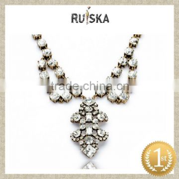 Latest Design Rhinestone Diamante Long Alloy Necklace