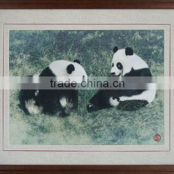 Hot sale handmade silk embroidery of Panda