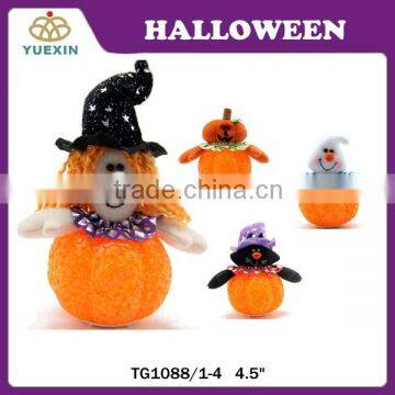 Promotion Gift 4.5" Halloween Pumpkin Hanging Orn With Led Light