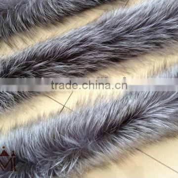 silver fox fur strips/ silver fox fur collar/silver fox fur for hood