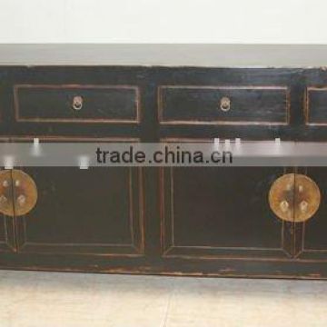 antique two door three drawer black cabinet