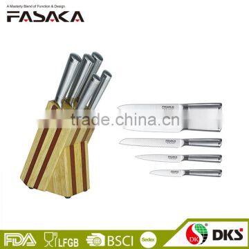 KH1302 6 PCS New design with Hollow handle Stainless Steel with Wooden block forged knife set