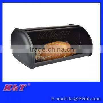 Black color rolltop stainless steel bread box for bread