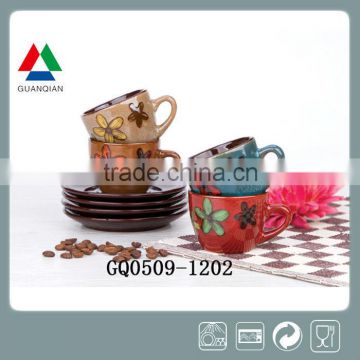 Lovely flower pattern ceramic tea cup & saucer for sale