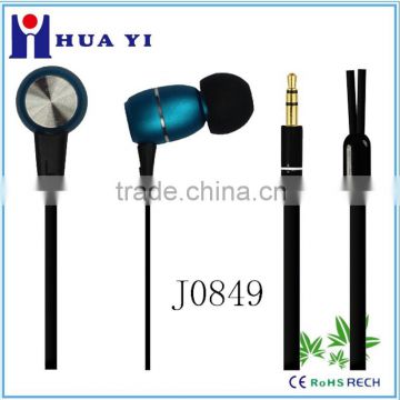flat cable earphone stereo sound metal earbud wholesale wired earphone