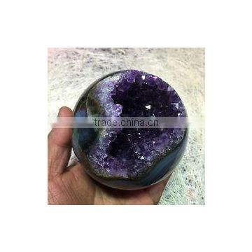 2016 Wholesale Open smile Natural Quartz Crystal Amethyst Ball Geode / Natural Shinning Ball Geode for sale