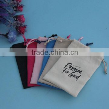 Special best selling colorful drawstring cotton linen pouches for jewelry