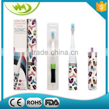 Mini Waterproof IPX6 Deep Cleaning, White, Sensitive Battery Controled Double Head Electric Toothbrush