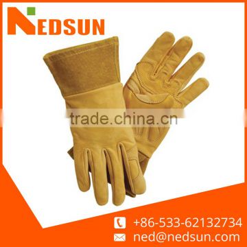 New type yellow leather hand protective garden glove