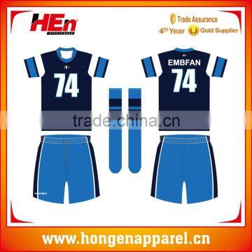 Hongen apparel OEM service mens cheap sublimation custom team set rugby jersey rugby shorts rugby socks