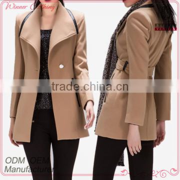 Korea style long sleeves windproof custom fit women coat larest new designs custom fit