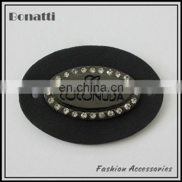 fashion rhinestone PU jeans leather label or tag with debossed logo high quality