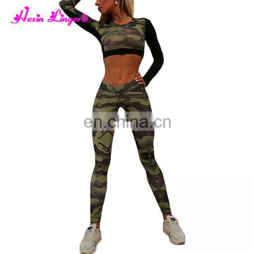 Custom Fashion Seamless Sports Printed Camouflage Yoga Pants Saxy Girl