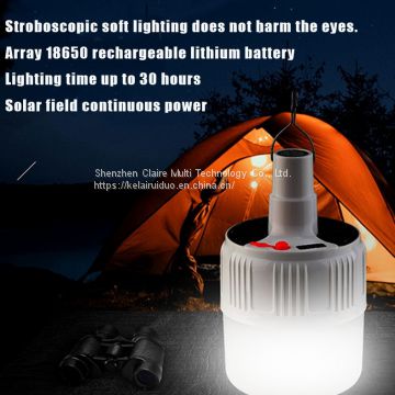 Solar LED Emergency Light Bulb 3 Mode Rechargeable Battery Lighting Lamp for Home Outdoor Camping Maintenance Night Market Stall