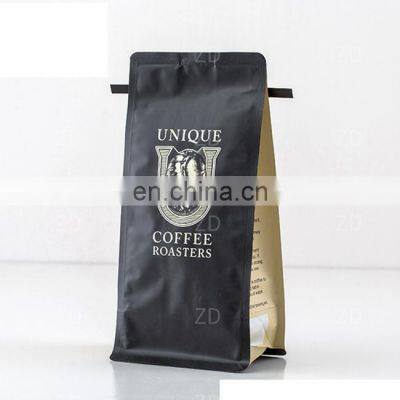 Custom design 12 oz 340g coffee packaging bags box shape flat bottom stand up pouch