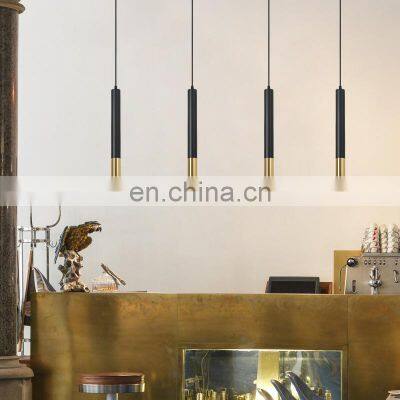 Modern Long Tube Hanging Lights Round Chassis LED Pendant Lamp Indoor Kitchen Island Bar Black White Hanging Lamp