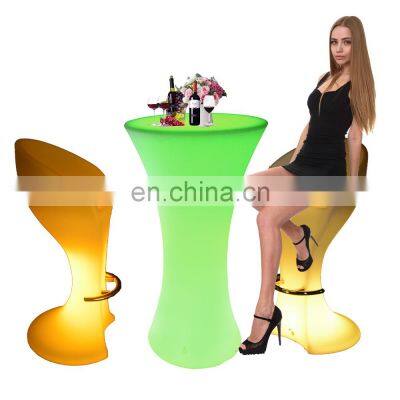 led chair /16 colors led plastic high cocktail table and chair waterproof glow light bar night club furniture