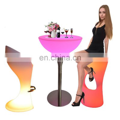 led furniture /Modern RGB LED Bar Furniture Colors Changing Plastic Light Up Single LED Cafe Table and Chairs