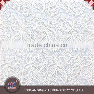 Professional OEM/ODM Manufacture high quality mesh 3d flower lace embroidered white lace embroidery fabric