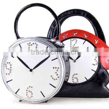 2015 alarm clock bags handbag , pu handbag,lady leather handbag