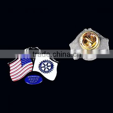 Flag lapel pin badge with soft enamel silver plated