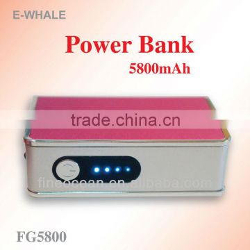 High quality mobile power bank for iPAD/iPhone/Smart mobile 5800mAh