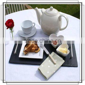 Nature slate serving food tray with stainless steel handles/slate cheese tray