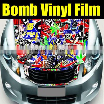 Graffiti bomb vinyl sticker with air channels for car body decoration