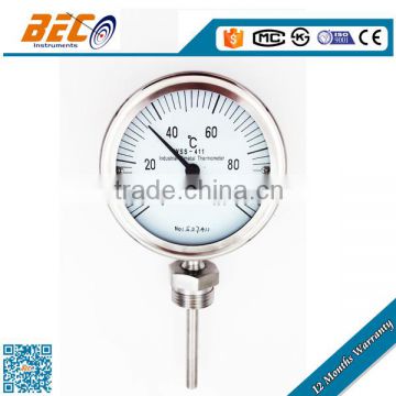 bottom mount stainless steel case mechanical bimetal temperature gauge