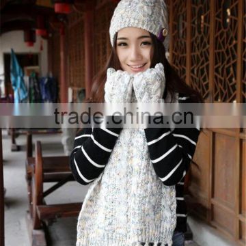 Fashion Winter Knitted Warmer Hat Scarf Glove Set