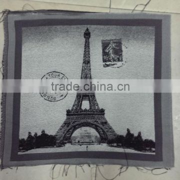 jacquard polycotton cushion for home &hotel decoration &promotion&gift &supermarket retail--black and white tower