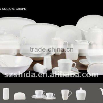 SQUARE SHAPE PORCELAIN DINNER SET/SUPER WHITE