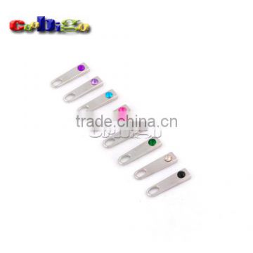26.5*7mm Metal Zipper Pull Tap With Acrylic Point Back Rhinestone For DIY Zipper Sliders #FLQ156-S(Mix-s)