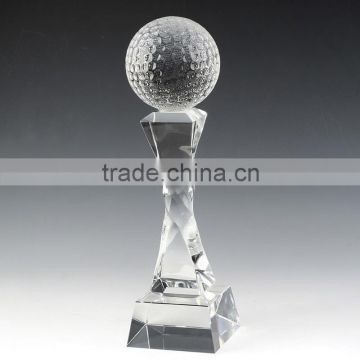Oem ball award wholesale engrave with clear base K9 engraving blank figurine crystal golf trophy
