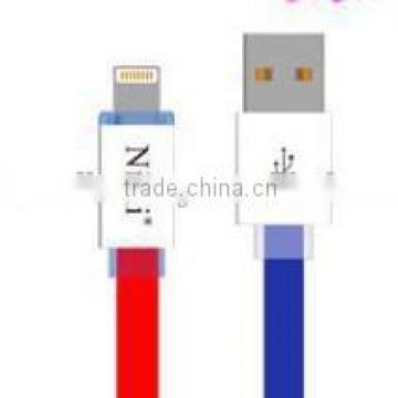 for lightning cable with led indicator private labeling 1 meter flat shape