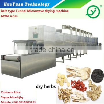 tunnel type industrial microwave herbs drying sterilizing machine