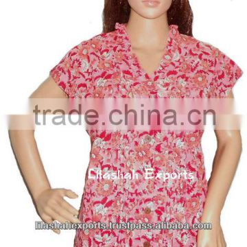 3098 Cotton Hand block Printed Tops blouse floral blouse ladies tops