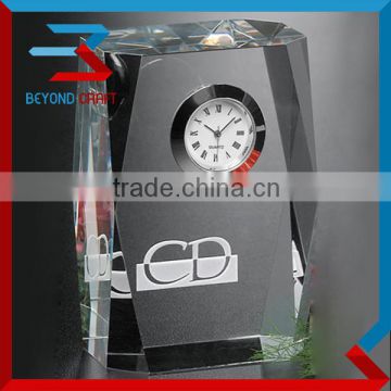 Office Blank Crystal Clock for Table Decoration