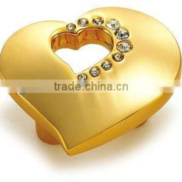 Gold plated heart shaped knob for dresser