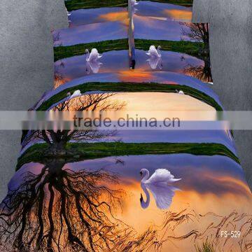 swan lake design 100% cotton 3D reactive printed bedding set