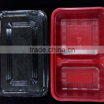 plastic food trays with two compartments