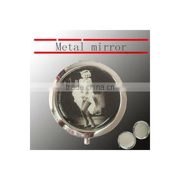 mini double sided mirror, metal mirror with rubber patch