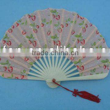 2013 new style advertising plastic with fabric hand held fan
